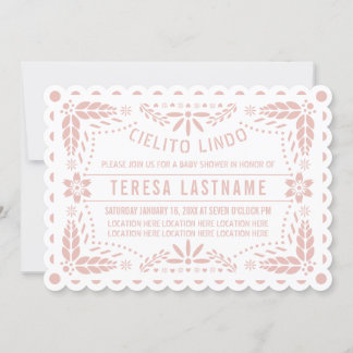 Invitation Cielito Lindo rose papillon picado bébé douche