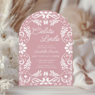 Invitation Cielito Lindo Talavera Baby shower rose mexicain