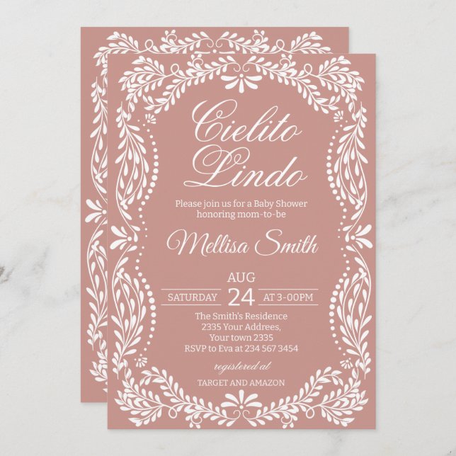 Invitation Cielito Lindo Talavera Mexican Pink Baby Shower (Devant / Derrière)
