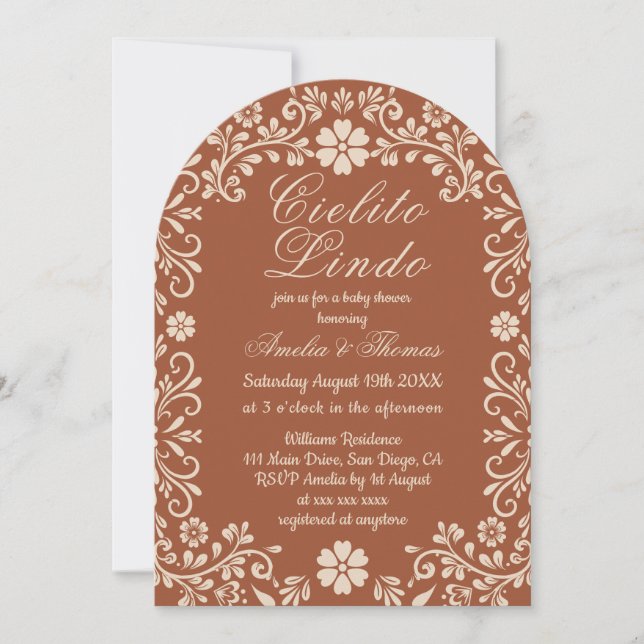 Invitation Cielito Lindo Terracotta Beige Baby Shower (Devant)
