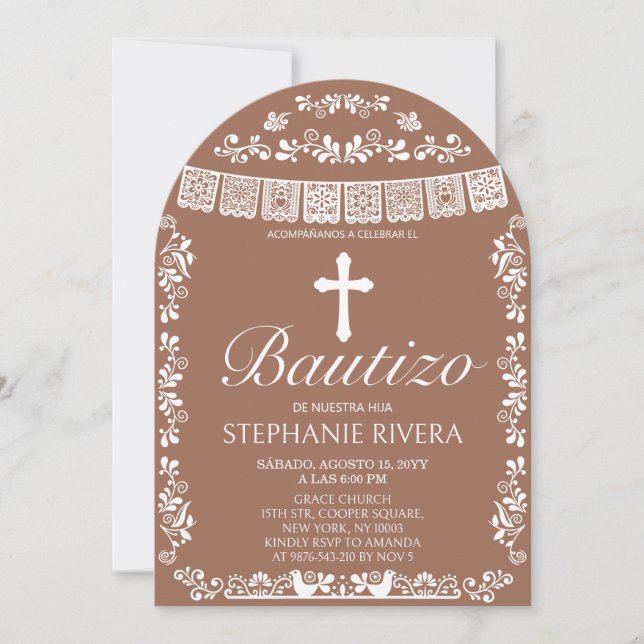 Invitation Cielito Lindo Terracotta Girl Bautizo Arch (Devant)