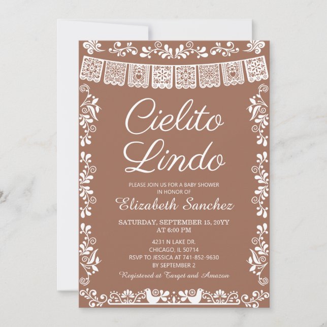 Invitation Cielito Lindo Terracotta Papel Picado Baby Shower (Devant)