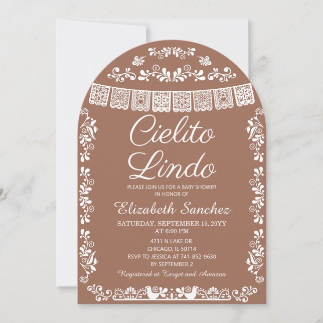 Invitation Cielito Lindo Terracotta Papel Picado Baby Shower (Devant)