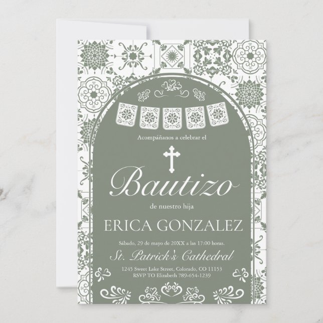 Invitation Cielito Lindo Vert Sauge Talavera (Devant)