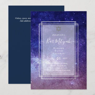 Invitation Ciels au-dessus du BAR MITZVAH Galaxy Blue Gold El
