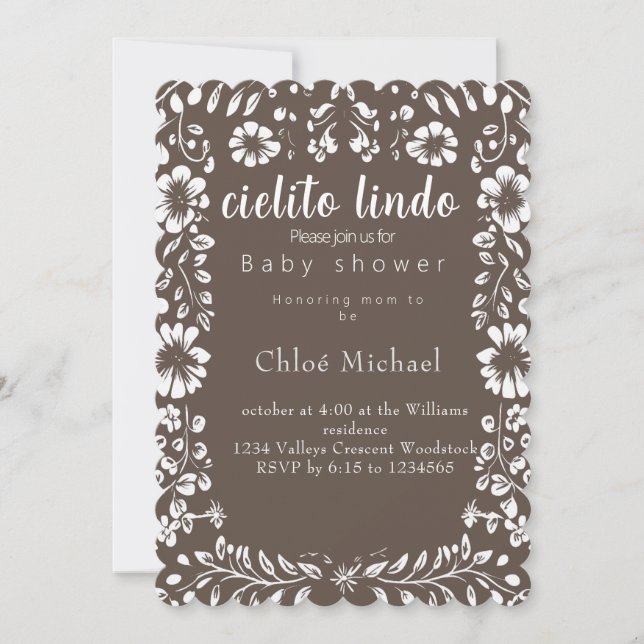 Invitation cielto lindo Papel picado baby shower (Devant)