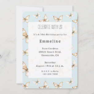 Invitation Cieux bleus et papillons Anniversaire