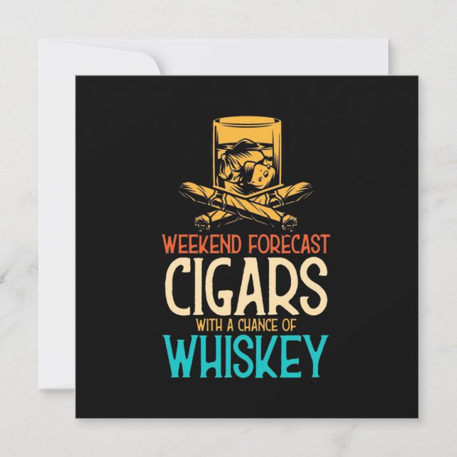 Invitation Cigares de week-end avec une chance de Whisky (Devant)