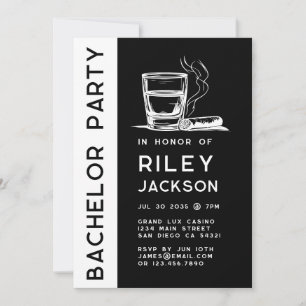 Invitation Cigares modernes et Whiskey Bachelor Party