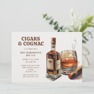 Invitation Cigars Cognac Whiskey Bourbon Anniversaire