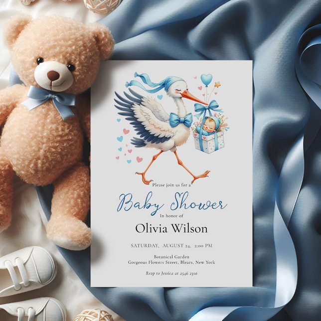 Invitation Cigogne Mignonne Avec Bébé (Créateur téléchargé)