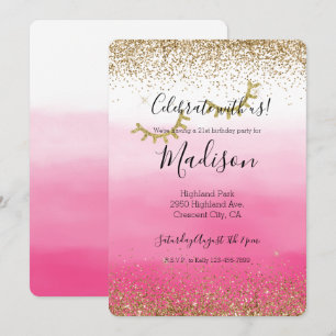 Invitation Cils Glam Glitzy Brillant Paillettes Dorés