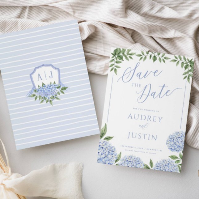 Invitation Cimetière à fleurs d'Hydrangée bleue Enregistrer l (Créateur téléchargé)