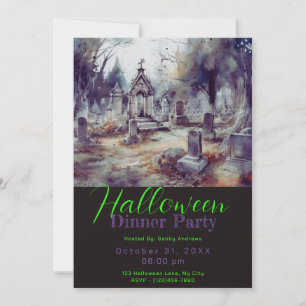 Invitation Cimetière déplaisant Graves Dîner d'Halloween