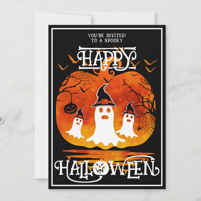 Invitation Cimetière Fantôme Joyeux Halloween Événements Effr (Devant)