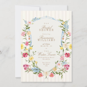 Invitation Cimetière fleurie française crème rose bleu nuptia