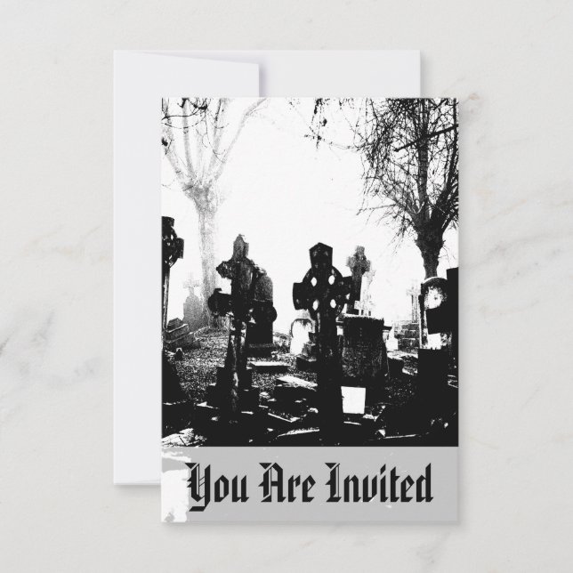 Invitation Cimetière gothique effrayant (Devant)