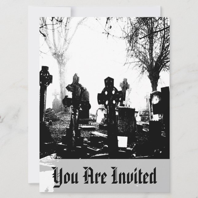 Invitation Cimetière gothique effrayant (Devant)