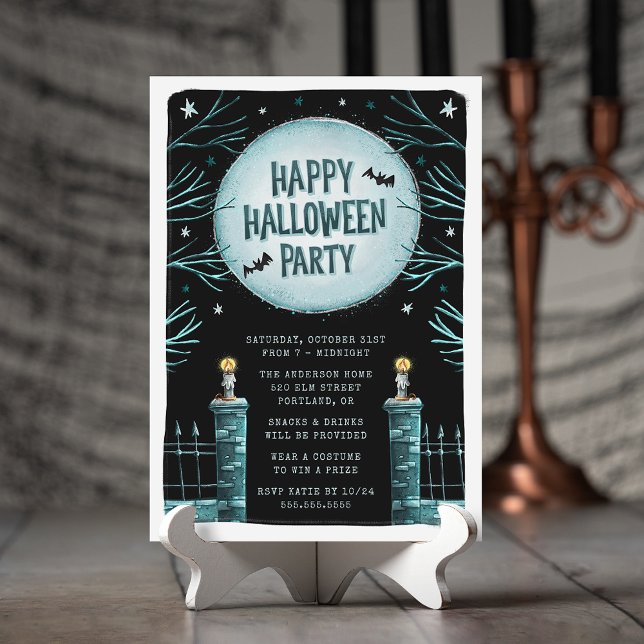 Invitation Cimetière mignon et effrayant Fête joyeuse d'Hallo (Créateur téléchargé)