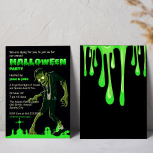 Invitation Cimetière Vert Slime Zombie Halloween Parti Adulte