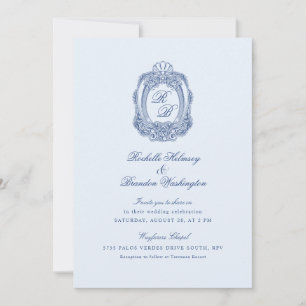 Invitation Cimier baroque Mariage bleu français II