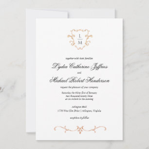 Invitation Cimier baroque   Mariage de monogramme