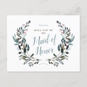 Invitation Cimier de jardin bleu Floral Bridesmaid Maid of Ho