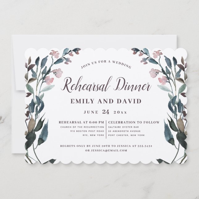 Invitation Cimier de jardin Rustique Kraft Floral Mariage rép (Devant)