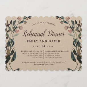 Invitation Cimier de jardin Rustique Kraft Floral Mariage rép