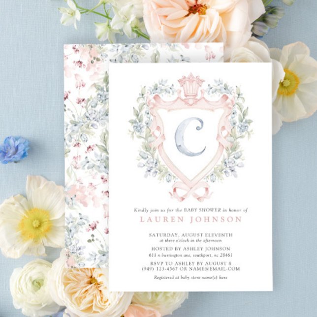 Invitation Cimier de la Couronne Monogramme Baby shower bleu  (Baby Shower Invitation!)