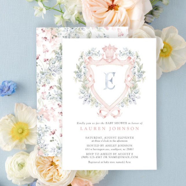 Invitation Cimier de la Couronne Monogramme Baby shower bleu  (Baby Shower Invitation!)