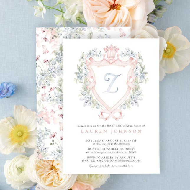 Invitation Cimier de la Couronne Monogramme Baby shower bleu  (Baby Shower Invitation!)