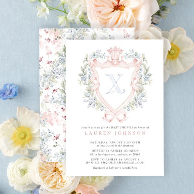 Invitation Cimier de la Couronne Monogramme Baby shower bleu  (Baby Shower Invitation!)