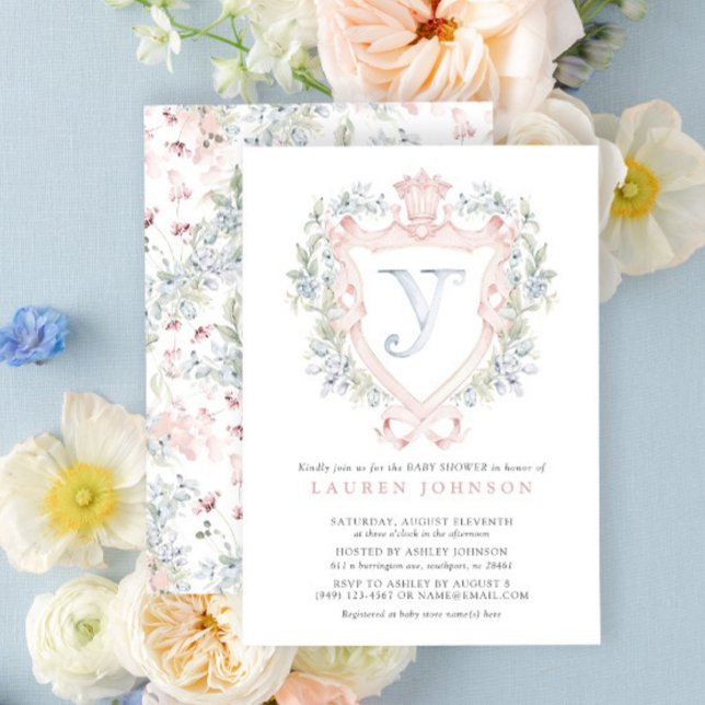 Invitation Cimier de la Couronne Monogramme Baby shower bleu  (Baby Shower Invitation!)