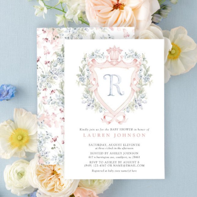 Invitation Cimier de la Couronne Monogramme Baby shower bleu  (Baby Shower Invitation!)