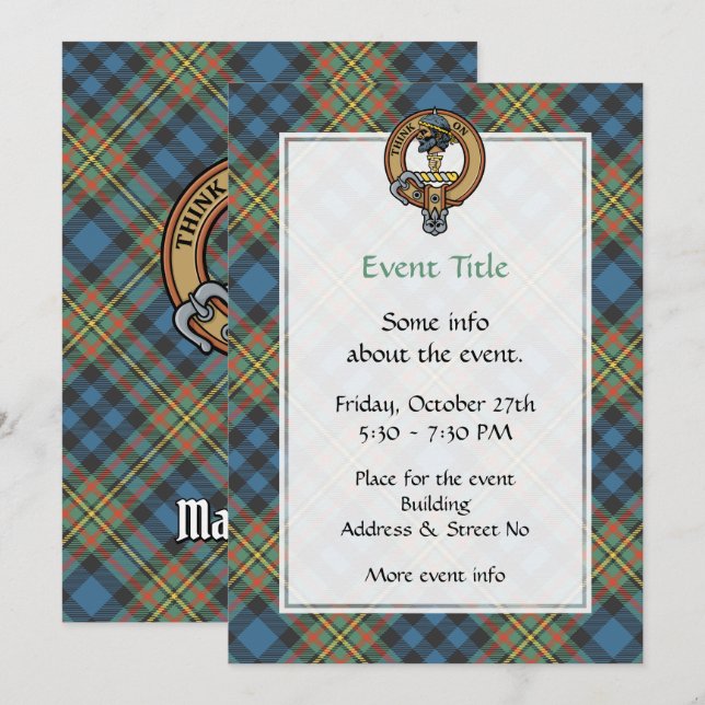 Invitation Cimier du clan MacLellan sur tartan ancien (Devant / Derrière)