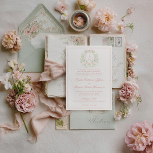Invitation Cimier élégant avec nœud rose blush Mariage mono
