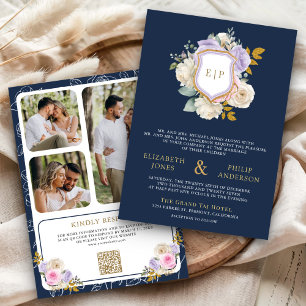 Invitation Cimier Floral Cimier Marine Mariage bleu