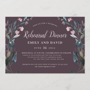 Invitation Cimier Jardin Mauve Purple Floral Mariage Répétiti