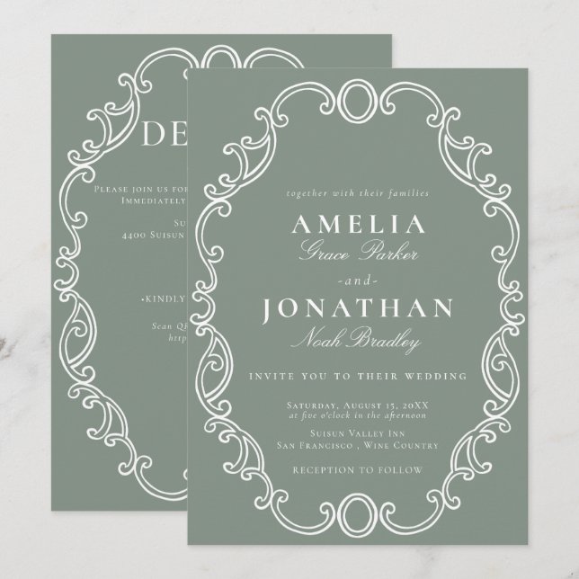Invitation Cimier Mariage victorien (Devant / Derrière)
