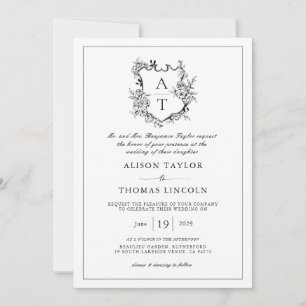 Invitation Cimier noir blanc Mariage QR Code classique