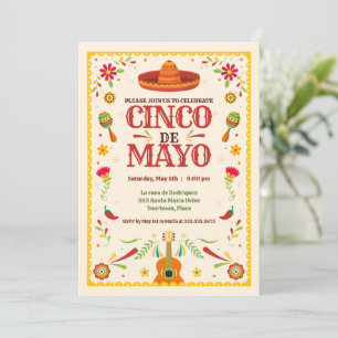 Invitation Cinco de Mayo cadre soirée d'anniversaire mexicain