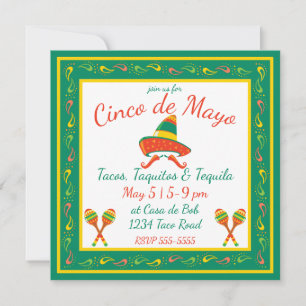 Invitation Cinco de Mayo Chili Peppers et Sombrero