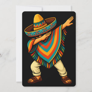 Invitation Cinco de Mayo Dabbing Mexicain Poncho