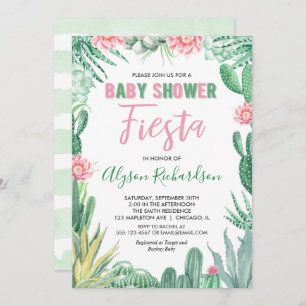 Invitation Cinco De Mayo de cactus de baby shower de fiesta