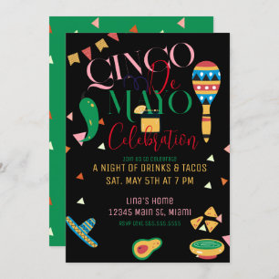 Invitation Cinco De Mayo Fête Taco Fête Colorée B