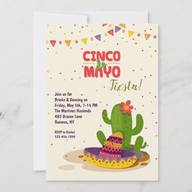Invitation Cinco de Mayo Fiesta (Devant)