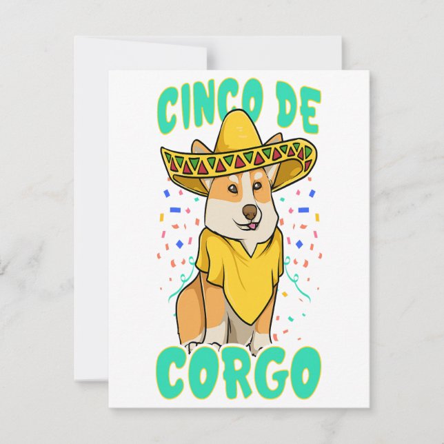 Invitation Cinco de Mayo Funny Corgi Chig avec Poncho _ Mexi (Devant)