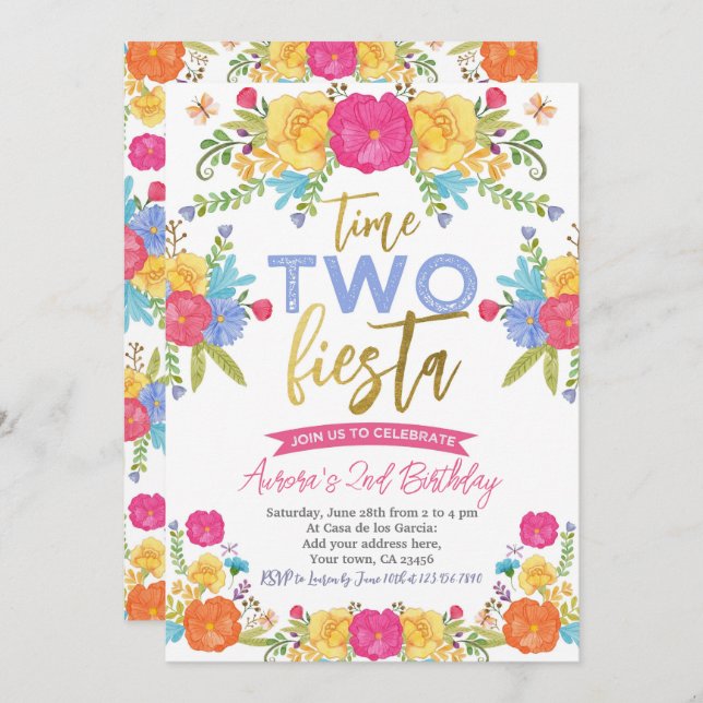 Invitation Cinco de Mayo Mexicain 2e anniversaire (Devant / Derrière)