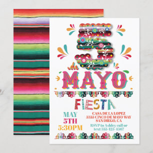 Invitation Cinco de Mayo Papier mexicain Fiesta Picado